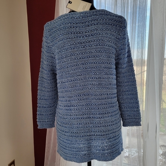 Dana Buchman Pointelle Tape Yarn Pullover Sweater Size Medium NWT - Picture 3 of 10